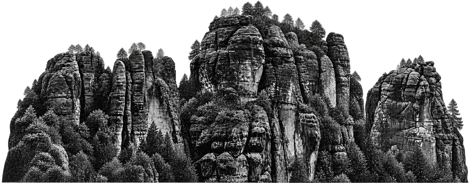 Sandstein-Bergkamm der Sächsischen Schweiz, freigestellt